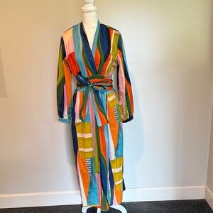 Karlie Colorful Striped Wrap Maxi Dress